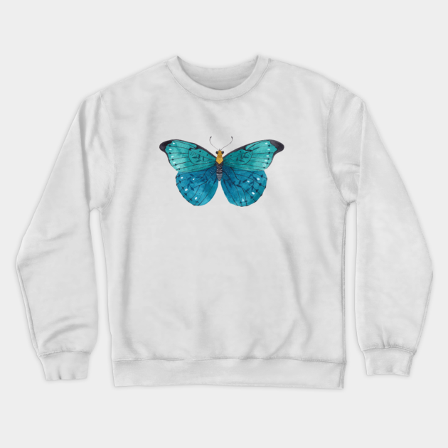 Blue Butterfly Butterfly Crewneck Sweatshirt TeePublic